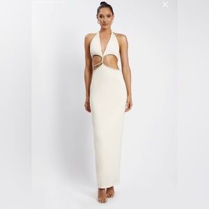 NWT - Meshki NICHA Diamante Cut Out Maxi Dress - Bone